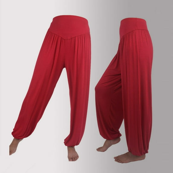 Antqov Yoga Pants Women, Plus Size Solid Color Wide Leg Pants, Outdoor Loose Casual Sports Pants