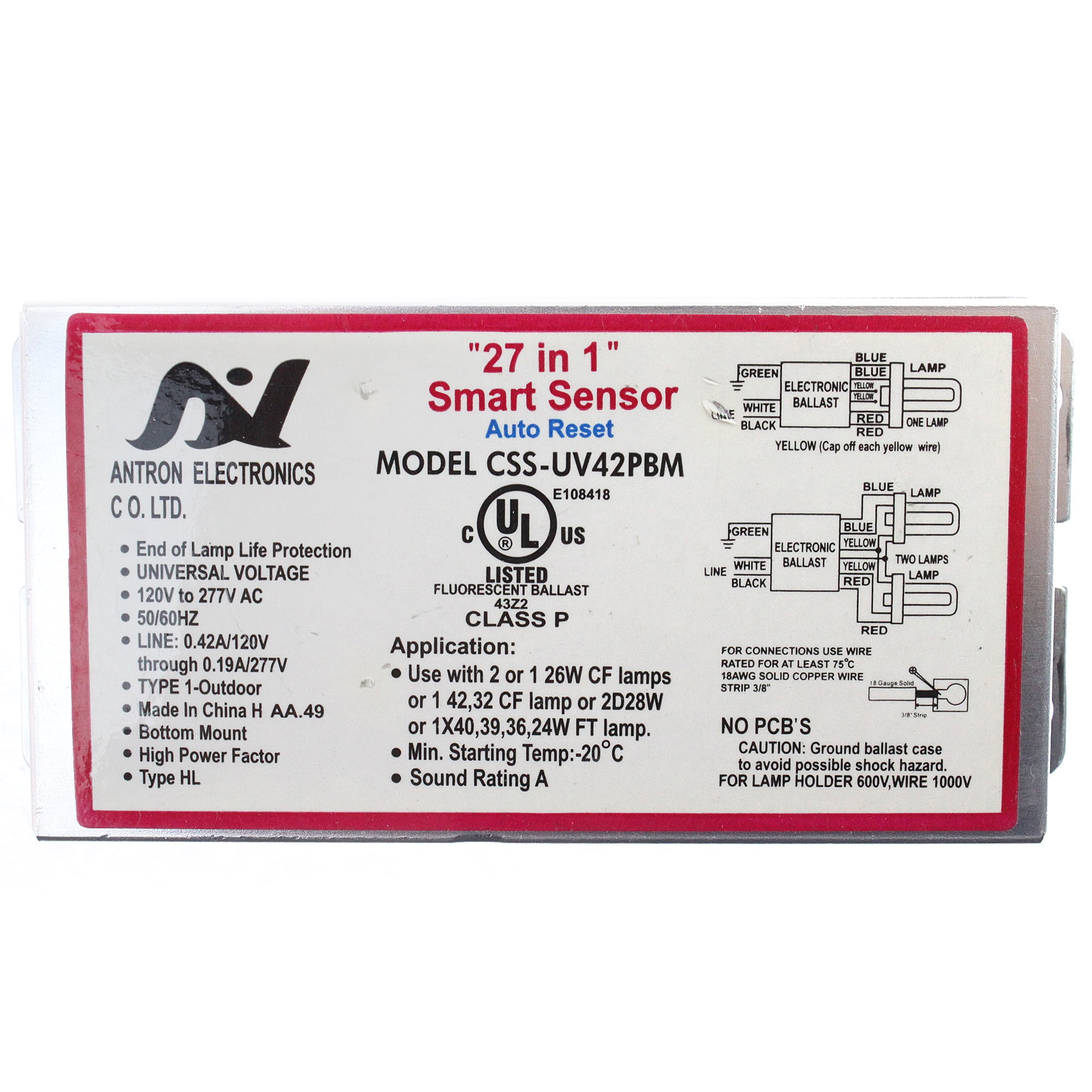 Universal C242UNVM-E001C 2-Lamp CFL Electronic Ballast 26-42 Watt