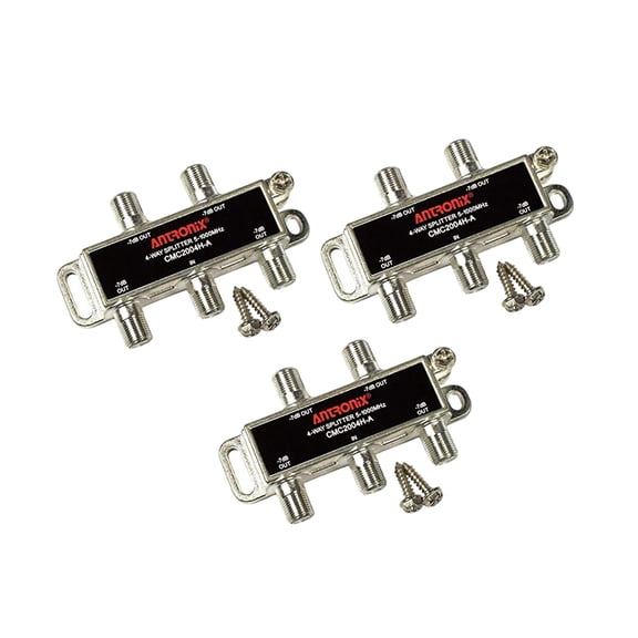 Antronix CMC2004H 4-Way- (3) Pack - Horizontal Splitter Connection (4) 7db Ports Compatible 5-1002 MHz