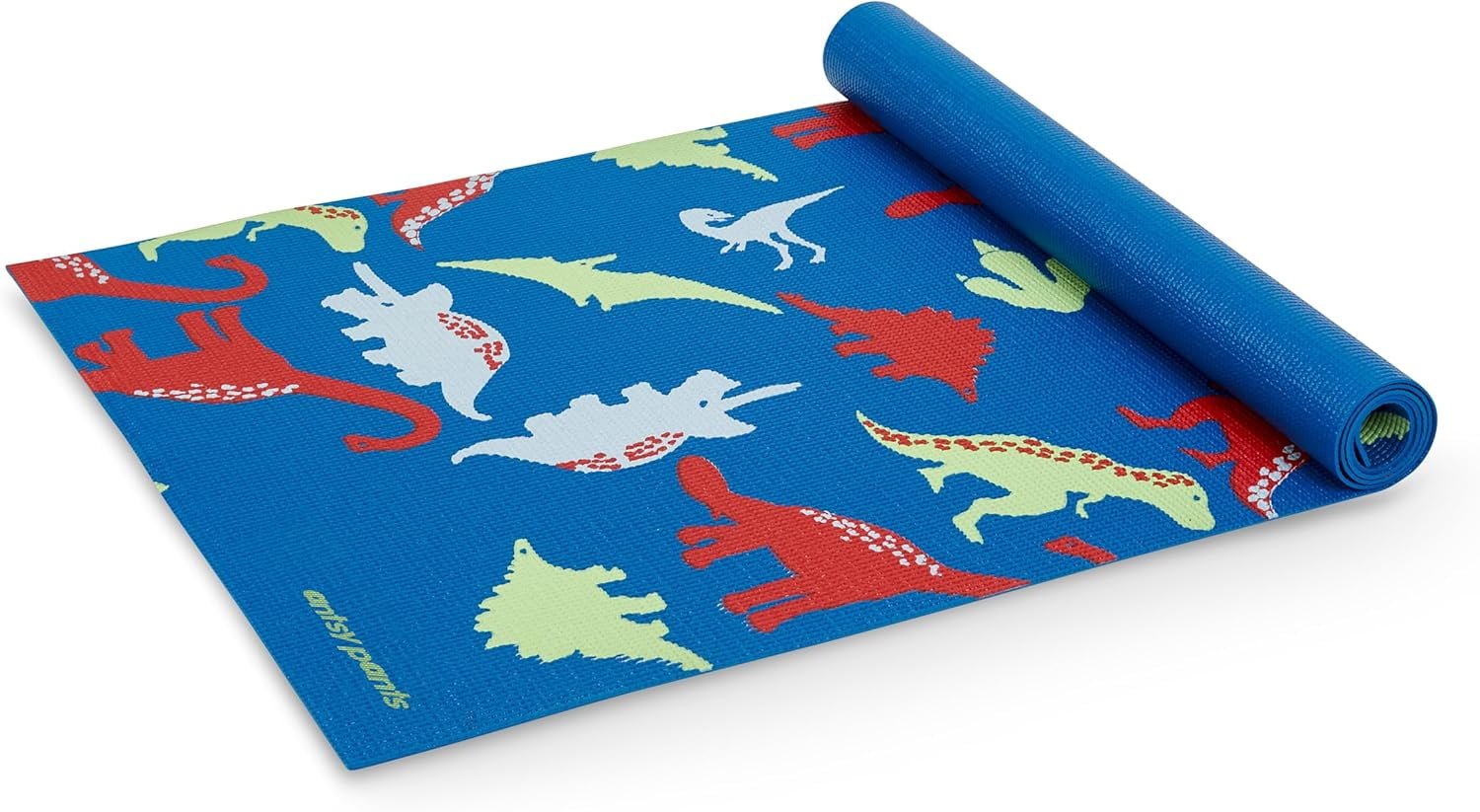 Antsy Pants Kids Yoga Mat - Yoga Mat for Kids, Yoga Mats for Home Workout, Travel Yoga Mat, Yoga Mat Non Slip, 60” x 24”, 3mm Free of Toxic Phthalates, Blue Dino