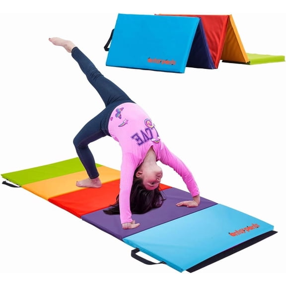 Antsy Pants Tumbling Mat  Gymnastics Mat, Easy to Clean, Sturdy, Foldable Tumbling Mat for Kids, Padded, Portable, Carrying Handle, Gymnastics Equipment for Activity Play, Vibrant Colors