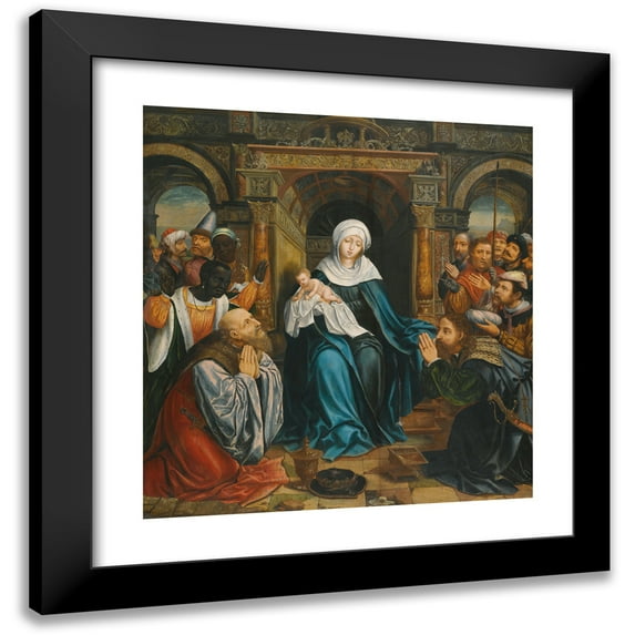 Antwerp Follower of Quentin Massys 15x16 Black Modern Framed Museum Art Print Titled - The Adoration of the Magi