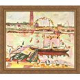 thumbnail image 1 of Antwerp Harbor 34x28 Large Gold Ornate Wood Framed Canvas Art by Georges Braque, 1 of 2