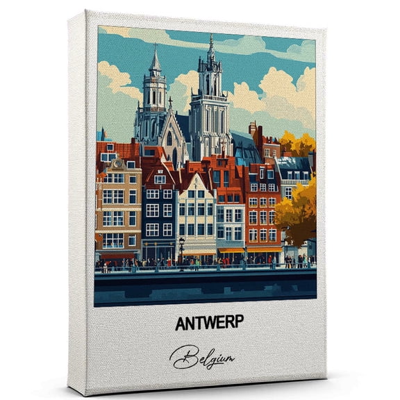 Antwerp Travel Scenic Canvas Wall Art -Belgium Canvas Nature-Inspired Print for Bedroom, Living Room, or Office Travel Gift