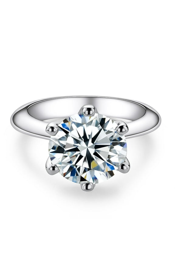 2/3/5CT Six Prong Solitaire Moissanite Engagement Rings D Color Thickened Gold Plated 925 Sterling Silver Anniversary Wedding Promise Rings for women