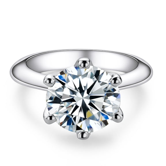 AnuClub 2/3/5CT Six Prong Solitaire Moissanite Engagement Rings D Color Thickened Gold Plated 925 Sterling Silver Anniversary Wedding Promise Rings for women