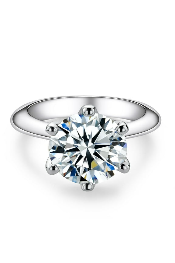 2/3/5CT Six Prong Solitaire Moissanite Engagement Rings D Color Thickened Gold Plated 925 Sterling Silver Anniversary Wedding Promise Rings for women