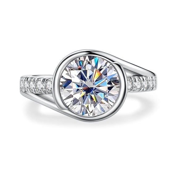 AnuClub 3 Carat Moissanite Engagement Ring 14K Gold Plated 925 Sterling Silver Solitaire Twisted Anniversary Wedding Promise Ring for Women