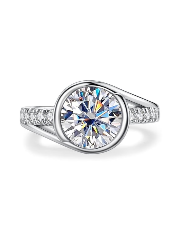 3 Carat Moissanite Engagement Ring 14K Gold Plated 925 Sterling Silver Solitaire Twisted Anniversary Wedding Promise Ring for Women