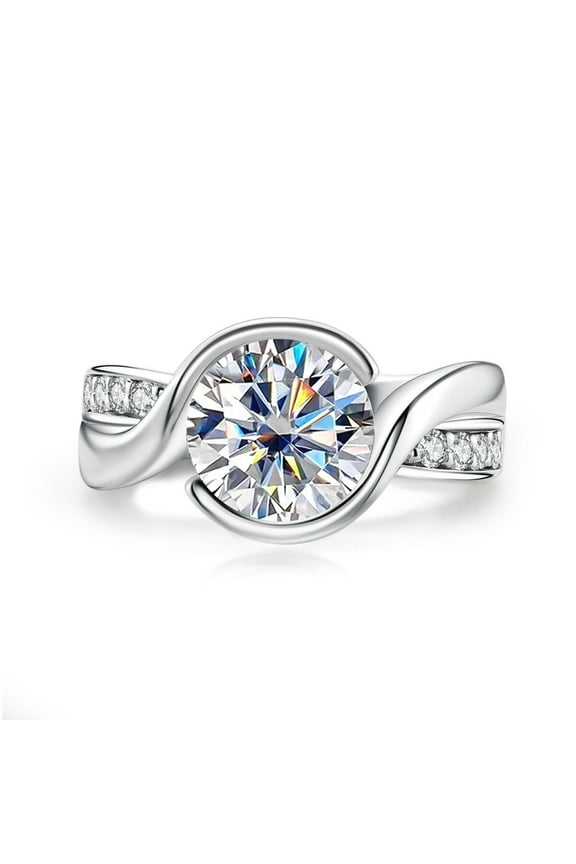 3 Carat Moissanite Engagement Ring 14K Gold Palted 925 Sterling Silver Solitaire Twisted Anniversary Wedding Promise Ring for Women