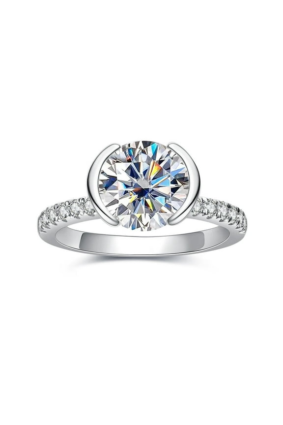 3 Carat Moissanite Engagement Ring 14K Gold Palted 925 Sterling Silver Solitaire Twisted Anniversary Wedding Promise Ring for Women