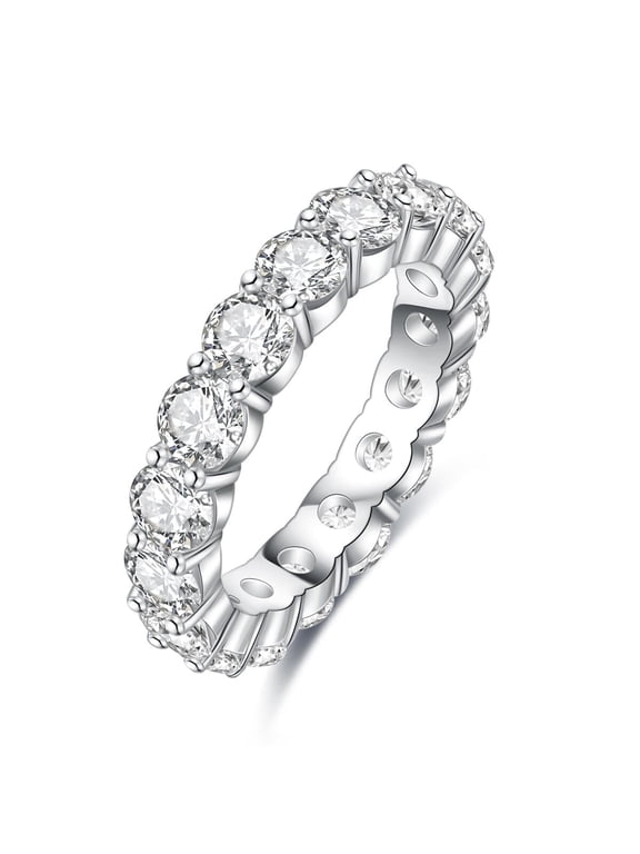 4mm Moissanite Eternity Rins 5cctw D Color VVS1 14K Gold Plated Sterling Silver Wedding Band Ring for Women