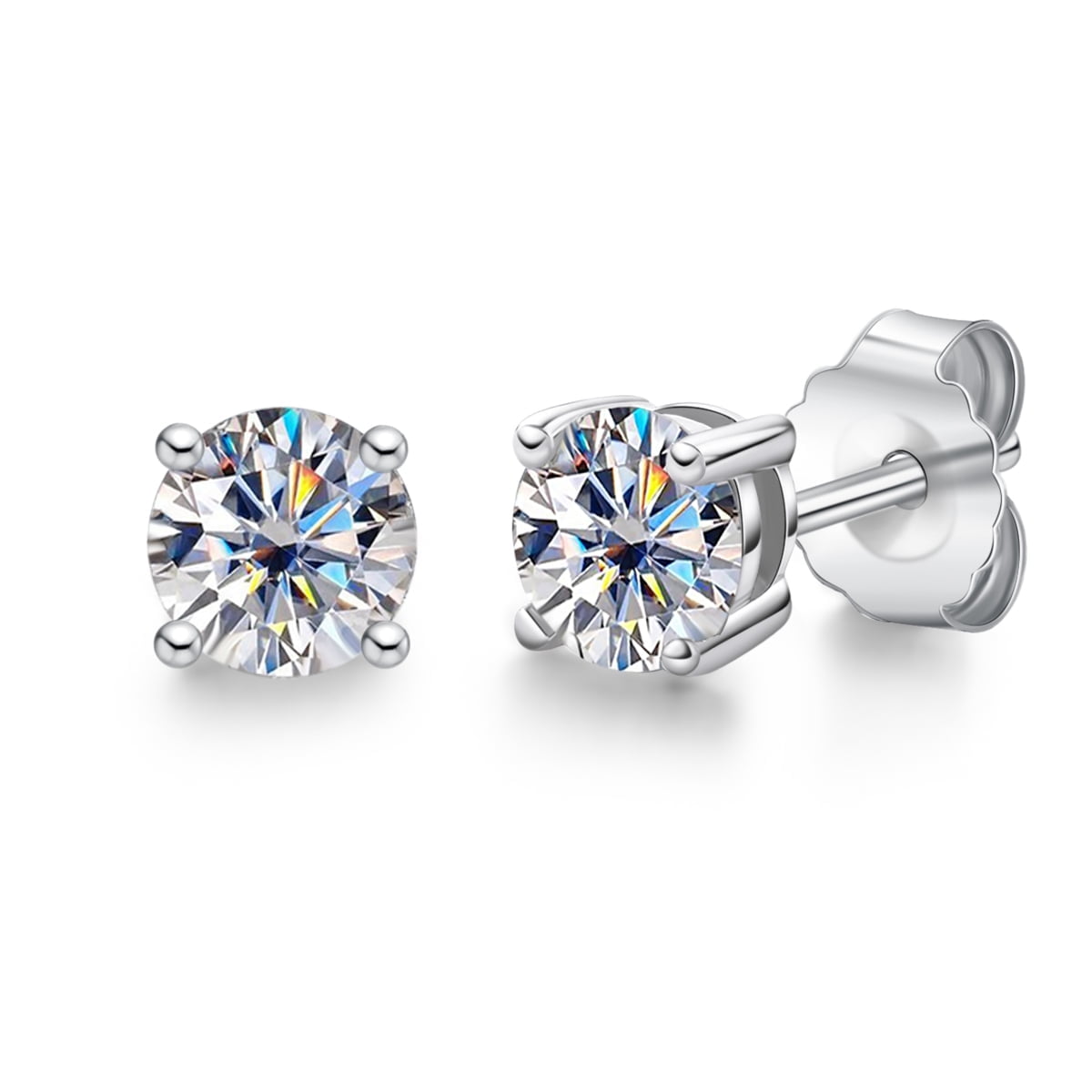 AnuClub 4mm Moissanite Stud Earrings 0.3 Carat D Color VVS1 Lab Created Diamond Earrings S925 Sterling Silver Earrings for Women