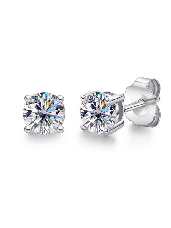 4mm Moissanite Stud Earrings 0.3 Carat D Color VVS1 Lab Created Diamond Earrings S925 Sterling Silver Earrings for Women