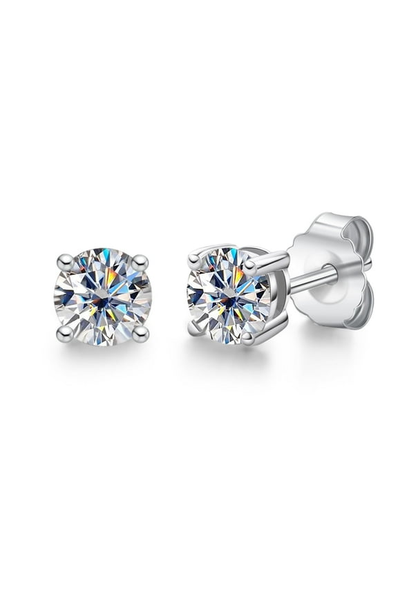 4mm Moissanite Stud Earrings 0.3 Carat D Color VVS1 Lab Created Diamond Earrings S925 Sterling Silver Earrings for Women