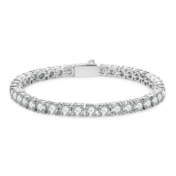 AnuClub 4mm Moissanite Tennis Bracelet for Women Men, (11.1CT-13.8CT)14K Gold Plated Sterling Silver Round Cut D Color VVS1 Moissanites Diamond Classic Bracelets
