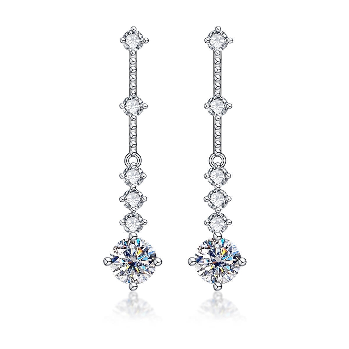 AnuClub 6.5mm Moissanite Drop Earrings,Total 2.88 Carat D Color Round Cut Sterling Silver Dangle Earrings for Women With Certificate