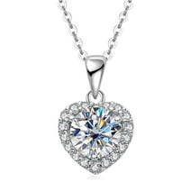 AnuClub 6.5mm Round Cut 1 Carat Moissanite One Mind Pendant Necklace 18K Gold Plated 925 Sterling Silver Necklace for Women with Certificate