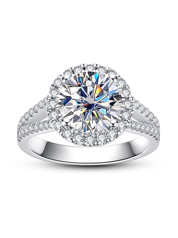 Moissanite Engagement Ring,3.8cttw D Color VVS1 Sterling Silver Promise Ring for Women
