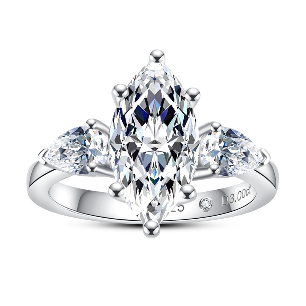 ★47bag ★ 925 Silver Lovemuu Gemstone Ring 664058 AnuClub Moissanite Engagement Ring, Total 4 Carat 3 Stone