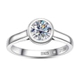 thumbnail image 1 of AnuClub Moissanite Engagement Rings, 1/2/3 CT Bezel Setting Round Solitaire Promise Rings in 14K White Gold Plated Sterling Silver, Anniversary Rings for Women, 1 of 9