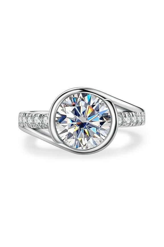 3 Carat Moissanite Engagement Ring 14K Gold Palted 925 Sterling Silver Solitaire Twisted Anniversary Wedding Promise Ring for Women