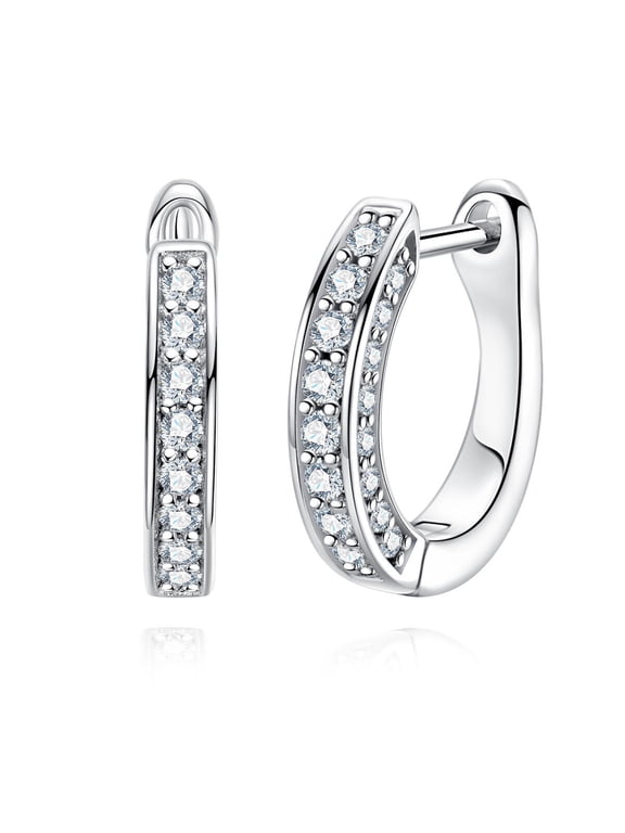 Moissanite Hoop Earrings 0.56 Carat Round Cut S925 Silver Hoop Earrings With Certificate