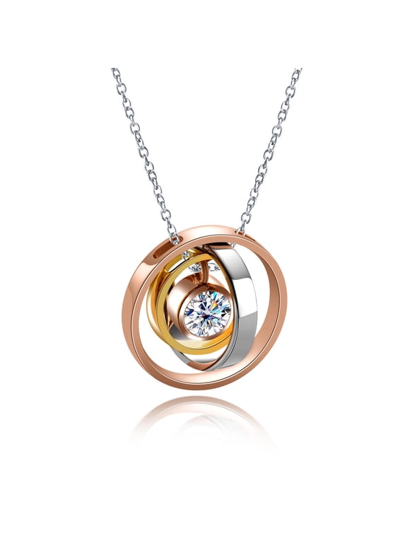 Moissanite Pendant Couple Men's Three Ring Element Ring Rotating Necklace D Color VVS1 925 Sterling Silver Adjustable Necklace Gift for Women Wife Her with Certificate