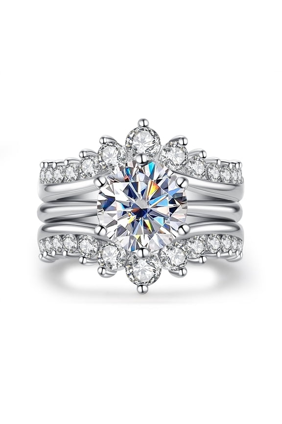 Moissanite Wedding Rings Set for Women ,4.52cttw(3CT Center Stone) D Color VVS1 925 Sterling Silver Engagement Promise Ring with Certificate