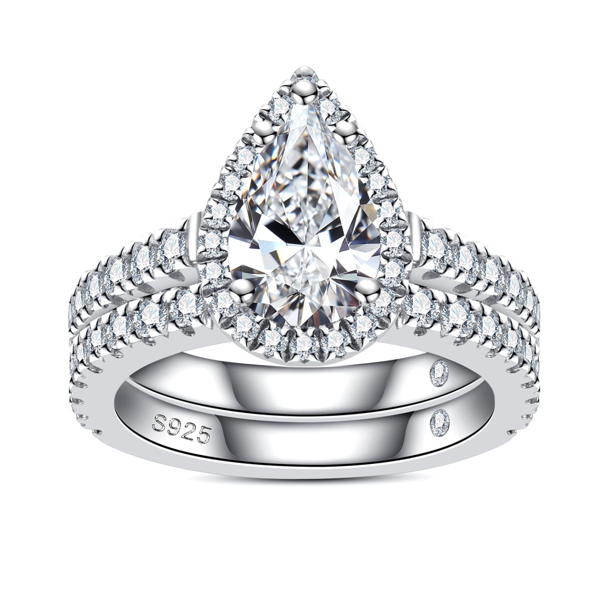 AnuClub Oval Cut Moissanite Wedding Rings Sets 4.256cttw(3CT Center Stone) Bridal Set D Color VVS1 925 Sterling Silver Engagement Promise Anniversary Ring for Women With Certificate
