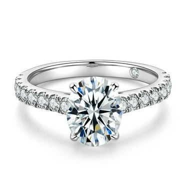 AnuClub 2 Carat Moissanite Engagement Ring Oval Cut D Color VVS1 18K White Gold Plated Sterling Silver Promise Anniversary Ring for Women