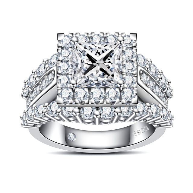 Princess Color In Print Out AnuClub Princess Cut Moissanite Engagement Rings 3.884cttw D Color VVS1 ...