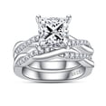 thumbnail image 1 of AnuClub Princess Cut Moissanite Wedding Rings Sets 3.384cctw Infinity Bridal Set D Color VVS1 925 Sterling Silver Twisted Vine Engagement Promise Anniversary Ring for Women With Certificate, 1 of 7