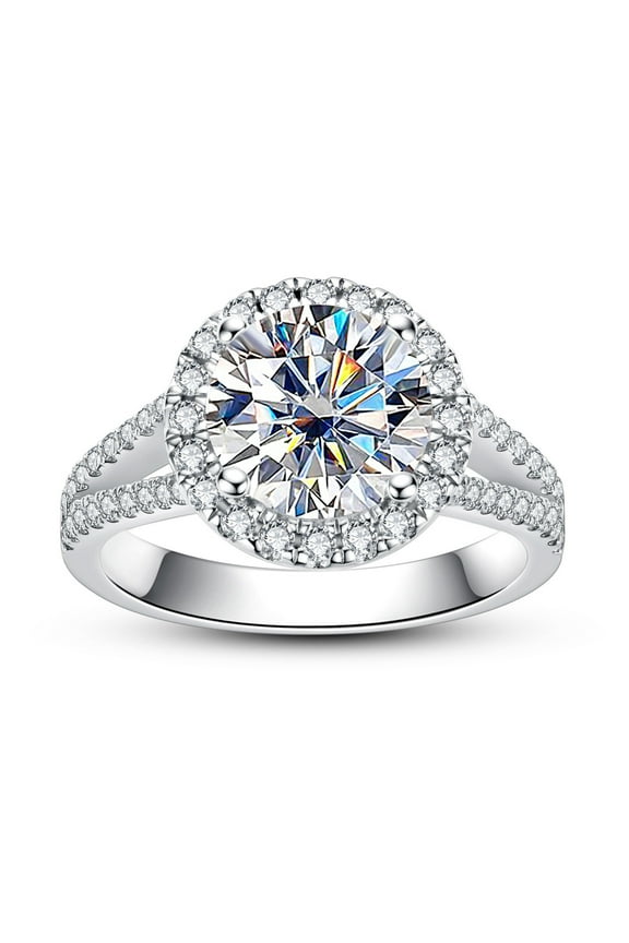 Moissanite Engagement Ring,3.8cttw D Color VVS1 Sterling Silver Promise Ring for Women