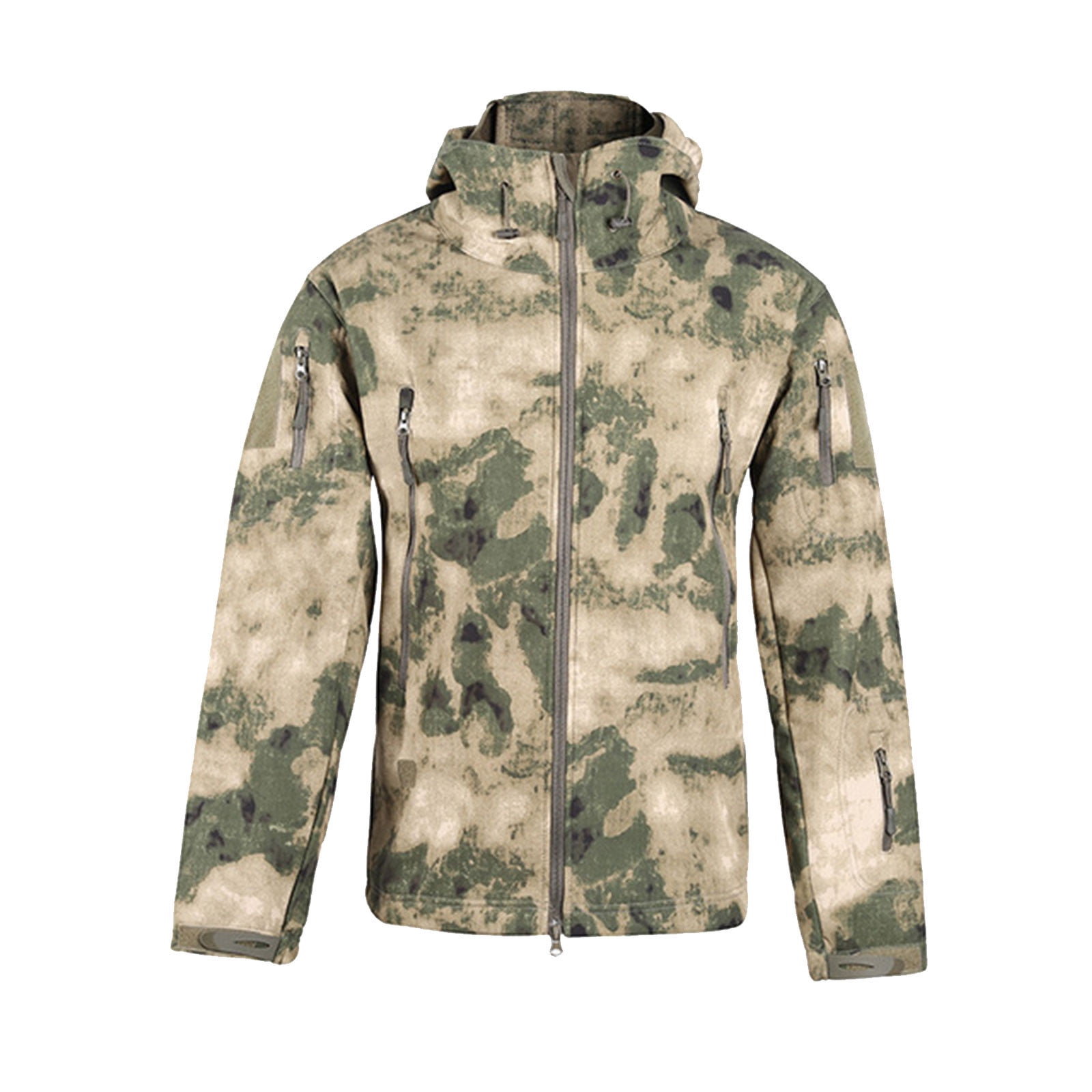 AnuYalue 2024 Coat Clearance Men s Camo Hunting Jacket Lightweight Waterproof Softshell Military Tactical Jacket Fleece Lined Hooded Rain Jacket Camouflage Outdoor Hiking Fishing Raincoat Shell Coat W...