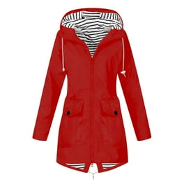 AnuYalue 2023 Coat Clearance Raincoat 2023 Women Waterproof Long Hooded Trench Coats Fall Winter Windbreaker Travel Outwear Jacket Zip Up Drawstring Rain Coat with Pockets Walmart