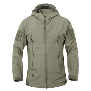 AnuYalue 2025 Coat Clearance Men's Lightweight Softshell Jacket Waterproof Military Tactical Jackets Windbreaker Hooded Rain Coat Performance Fleece Lined Water Resistant Soft Shell Winter Coats
