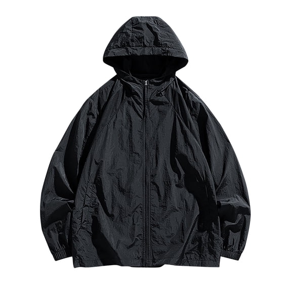 AnuYalue 2025 Coat Clearance Men's Waterproof Rain Jacket,Lightweight Windproof Full Zip Puffer Jacket Outdoor Active Packable Fall Raincoat Windbreaker with Hood