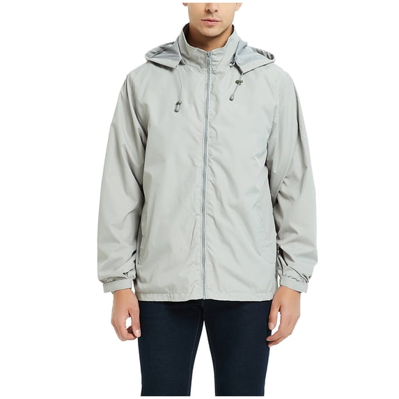 AnuYalue Mens Rain Jacket Waterproof Lightweight Windbreaker with Hood Outdoor Raincoat for Hiking Running Travel