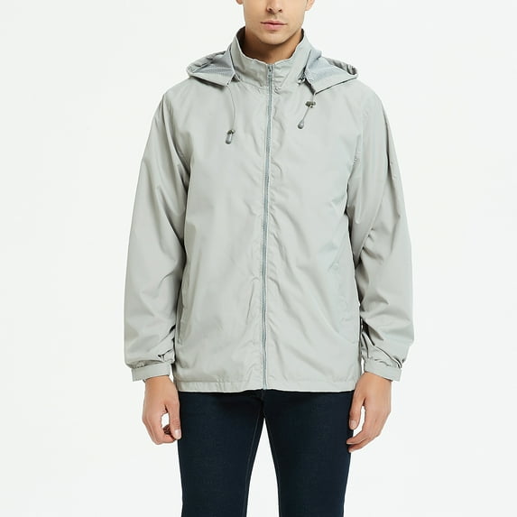 AnuYalue 2025 Coat Clearance Mens Rain Jacket Waterproof Lightweight Windbreaker with Hood Outdoor Raincoat for Hiking Running Travel