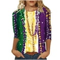 AnuYalue 2025 Mardi Gras Outfit for Women 3/4 Sleeve Tops Party Outfits