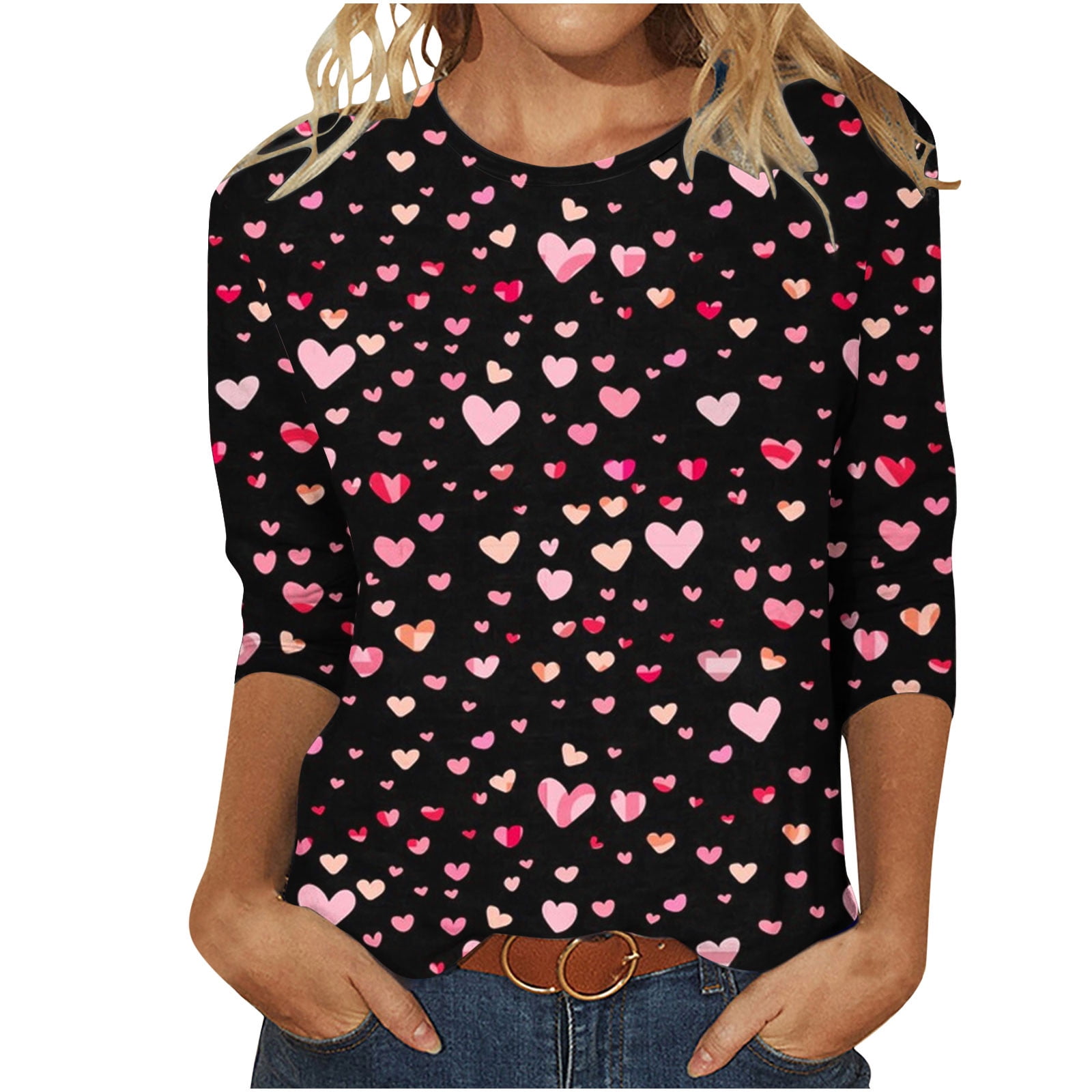 AnuYalue 3/4 Length Sleeve Womens Tops Summer 2025 Fashion Trendy Love