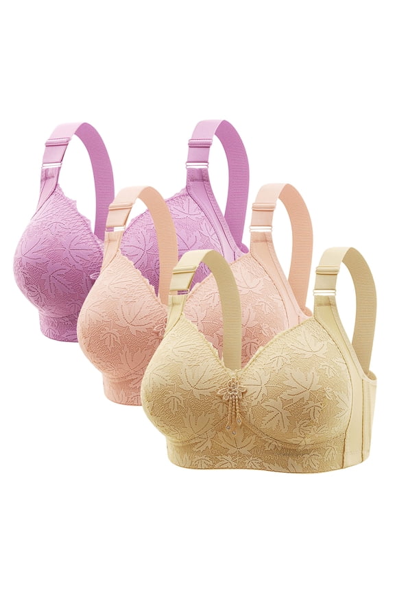 3 Pack Bras for Women Front Closure Wireless Bra No Underwire Full Coverage Everyday Bralettes