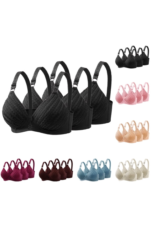 3PC Bras for Women Wireless Lace Brassiere No Underwire Comfy Bralette Everyday T-Shirt Bra