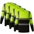thumbnail image 1 of AnuYalue 4PC Men's High Visibility T-Shirt Colock Block Shirts With Reflective Strip Crew Neck Sanitation Work Shirt Outdoor Long Sleeve Workwear, 1 of 8