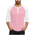 thumbnail image 1 of AnuYalue Big and Tall Henley Shirts for Men Casual 3/4 Sleeve Baseball T-Shirts Lightweight Color Block Tee Fall Winter Athletic Tops, 1 of 7