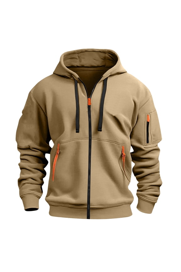 Big and Tall Hoodies for Mens Fleece Long Sleeve Jacket Casual Full Zip Pullover Sweatshirts Adjustable Drawstring Golf Jacket