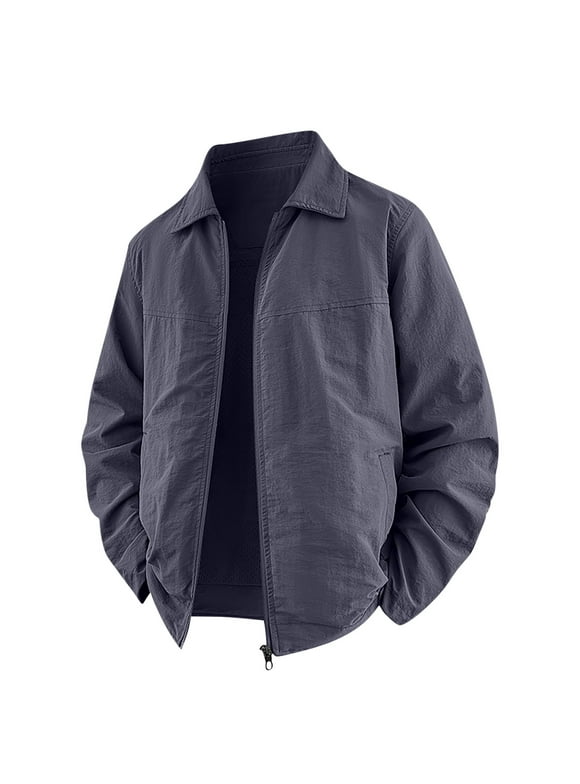 Big and Tall Jackets for Men Lightweight Stylish Business Coat Casual Full Zip Golf Jacket Lapel Hiking Windbreaker