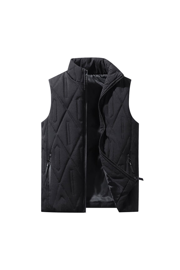 Big and Tall Puffer Vest for Men Winter Full Zip Soild Cardigan Vests Outdoor Ski Sleeveless Jackets Outwear with Pockets
