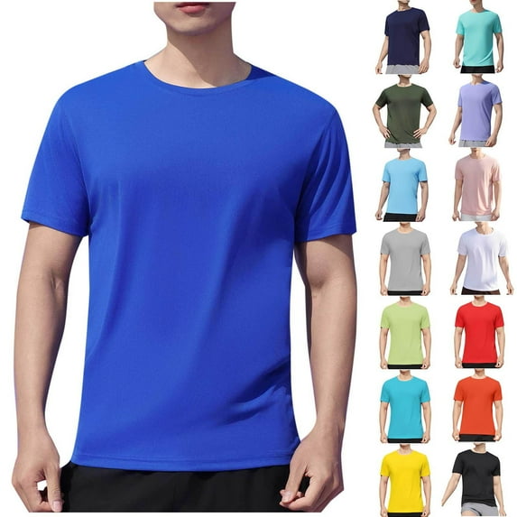 AnuYalue Big and Tall T-Shirt for Men Summer Casual Breathable Tees Crewenck Short Sleeve Tops Solid Color Tee Shirt